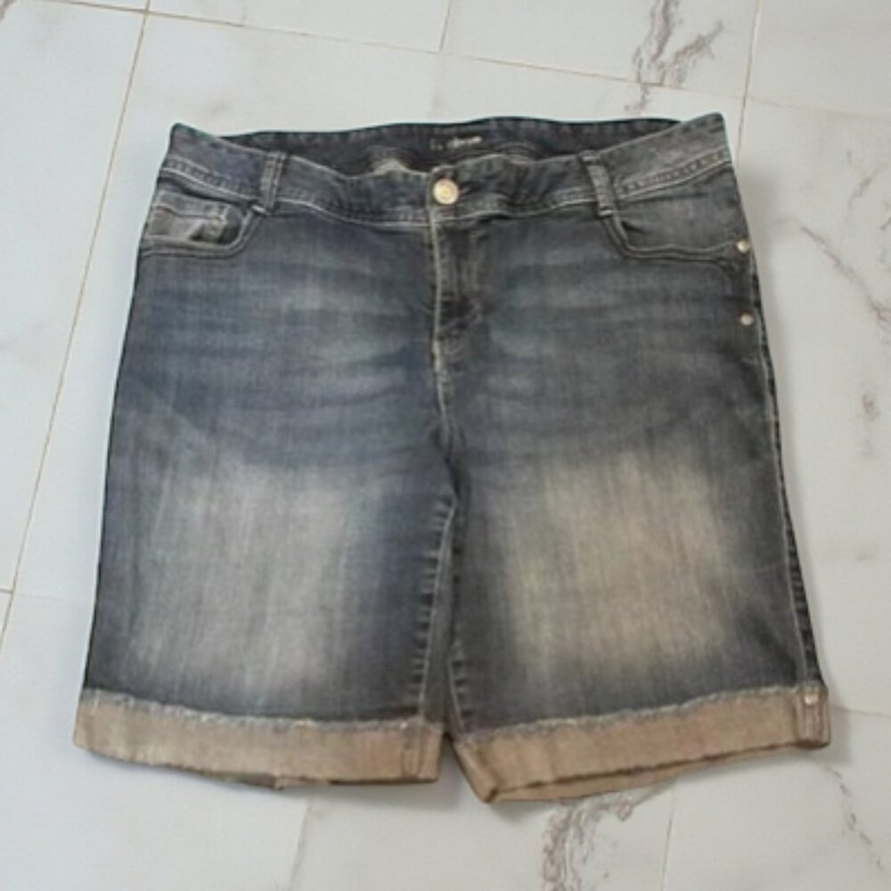 Lane Bryant Stretch Denim Cuffed Bermuda High-Waisted Shorts